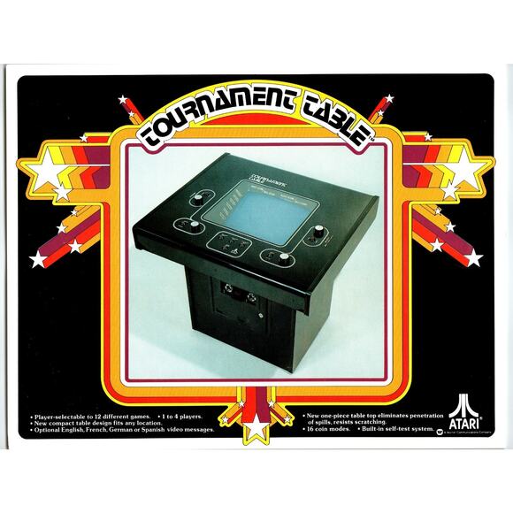 Tournament Table Arcade Video Game Flyer Original 1978 Retro Vintage Art 2 Sides - Picture 1 of 2
